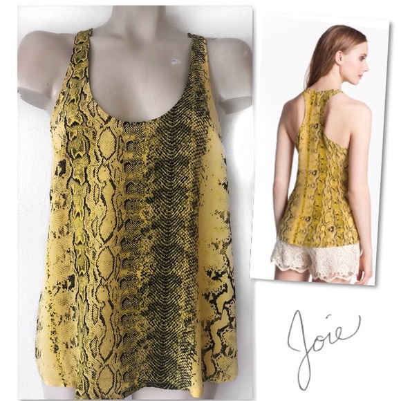 Joie Tops - Joie Drew C YELLOW BLACK Sleeveless Silk Top SZ M